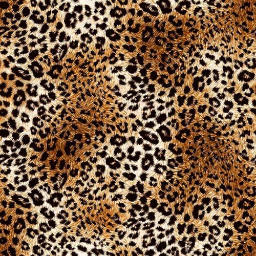 Cheetah Print on Golden Brown and Black Poly Spandex Double-Sided Brushed Stretch Knit Fabric